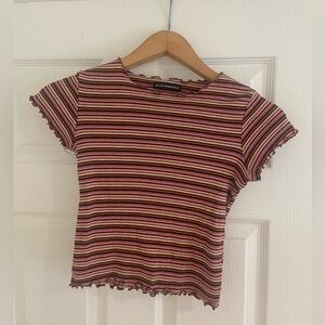 Brandy Melville Striped Multicolored Striped Crop Top Junior's Size Small